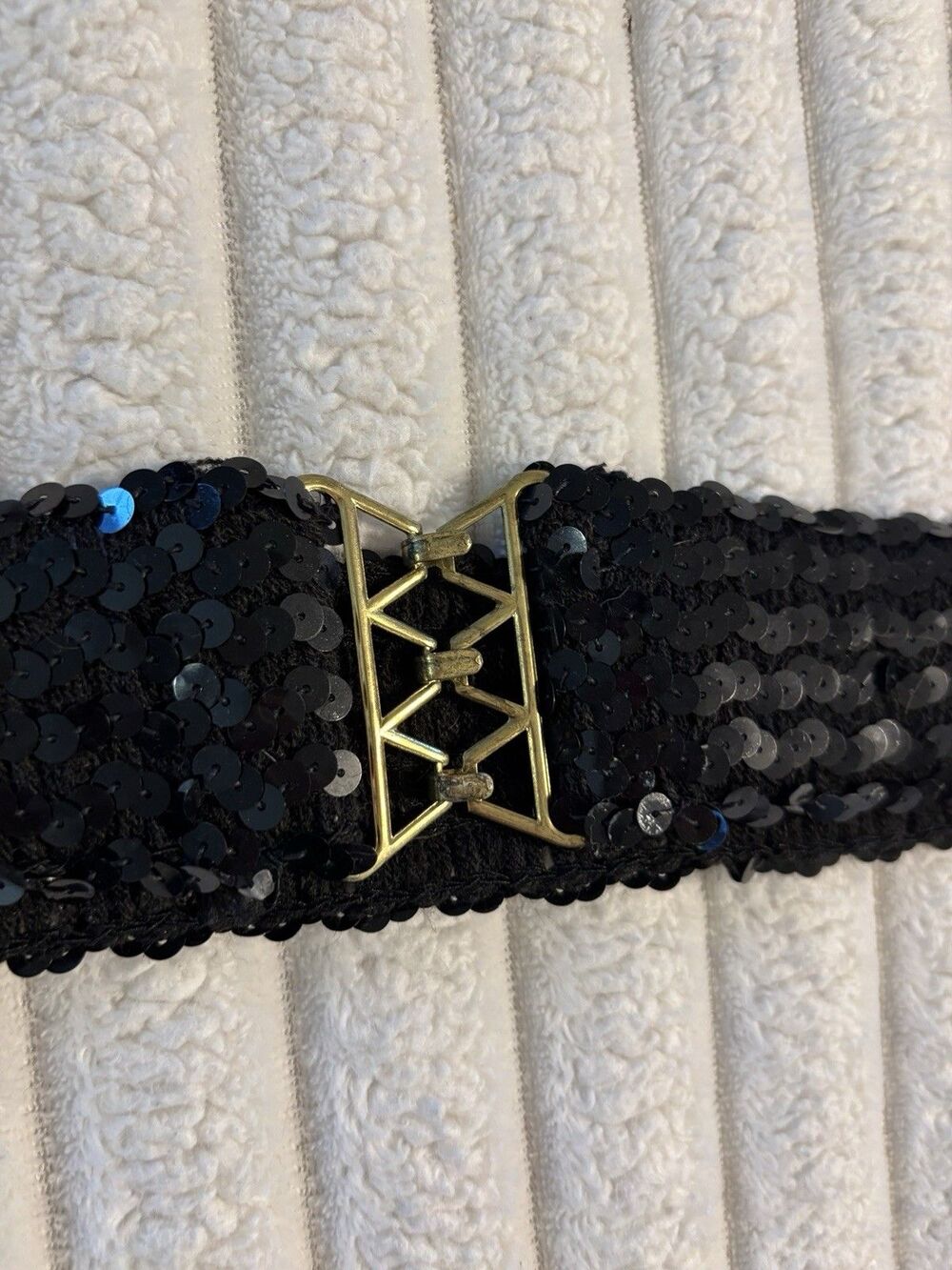 Women's Black Sequin DISCO BLING 70's Vintage Elastic Stretch Sparkly Dance Belt
